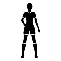 Soccer player pose vector icon in flat style black color silhouette
