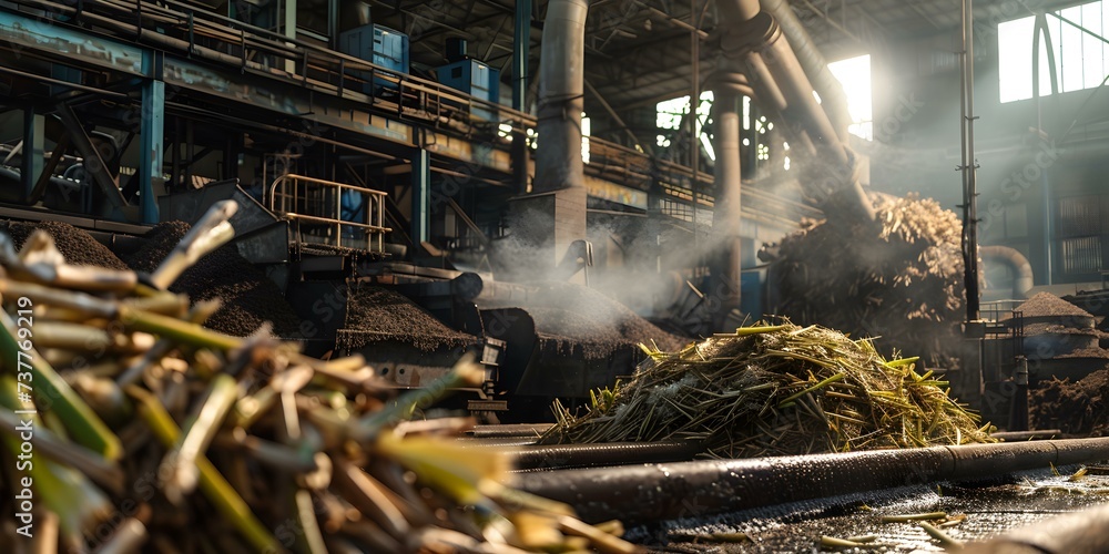 Aufkleber optimizing sugar cane processing in a modern factory to boost production efficiency. concept automat