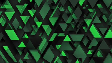 Black and Green Geometric Triangles Stylish Pattern Background 