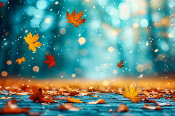 Autumn leaves with vibrant colors and sunlight, capturing the beauty and essence of the fall season