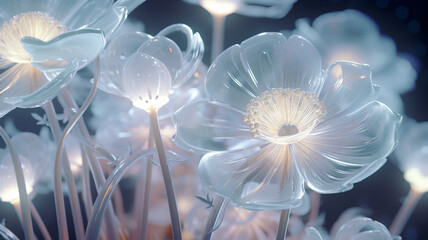 transparent white flowers