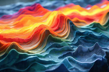Digital Representation of Mountainous Terrain With Colorful Elevation Layers