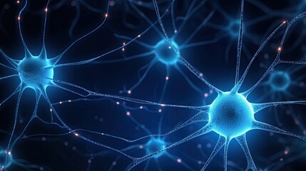 Naklejka na ściany i meble Neurons and nerve cells, simulating neuronal structures