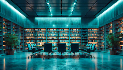 Library interior, a sanctuary of knowledge and wisdom, rows of books inviting minds to explore and...
