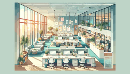Concept vector illustration of business office.	