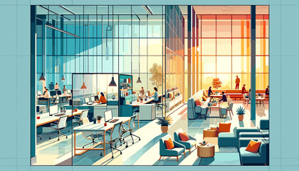 Obraz premium Concept vector illustration of business office. 