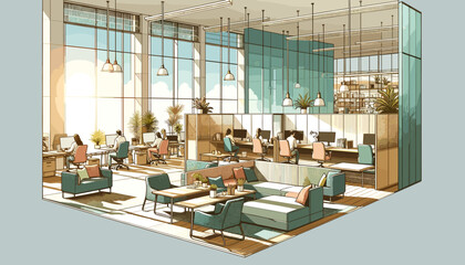 Concept vector illustration of business office.	
