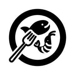 Vector solid black icon for Sea food