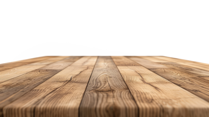 Wooden table top isolated on white background.