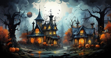 Fototapeta na wymiar Watercolor background - Halloween