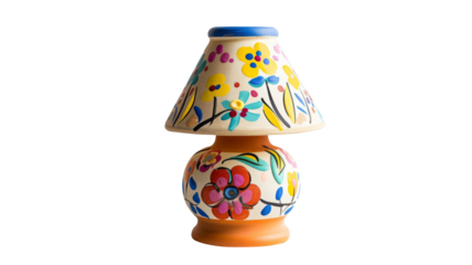 Lamp decorated with flowers isolated on a white background.