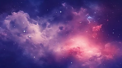Fotobehang An illustration of a purple and white space with stars © tydeline