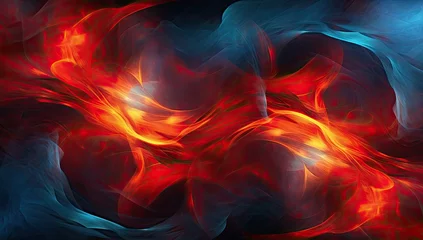 Fotobehang An orange swirl abstract with dark outlines illustration © tydeline