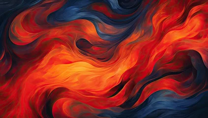 Foto op Plexiglas An orange swirl abstract with dark outlines illustration © tydeline