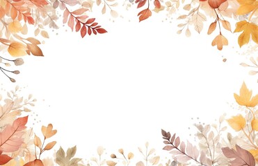 Naklejka na ściany i meble Autumn leaf frame on white background