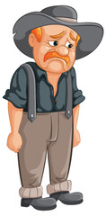 Cartoon of a dejected cowboy looking down