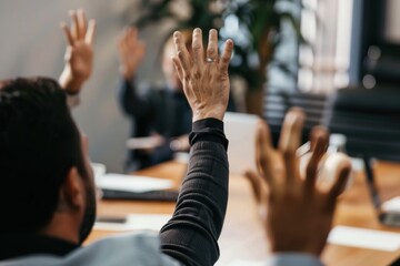 A Group of People Raising Their Hands in the Air. Generative AI.