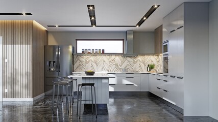 white modern kitchen in a house