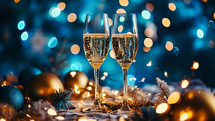 A toast to celebration, where champagne and splendor meet, illuminating festive moments with golden bubbles