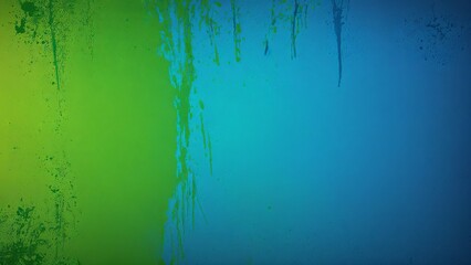 Energetic blue and green paint splatter on textured banner background 