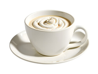 A cup of coffee with whipped cream on transparent background, Generative AI