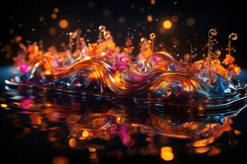 a computer generated image of a splash of liquid on a black background