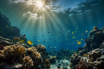 Foto op Aluminium The symphony of underwater coral reefs and colorful fishes © AungThurein