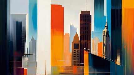 abstract buildings painting image