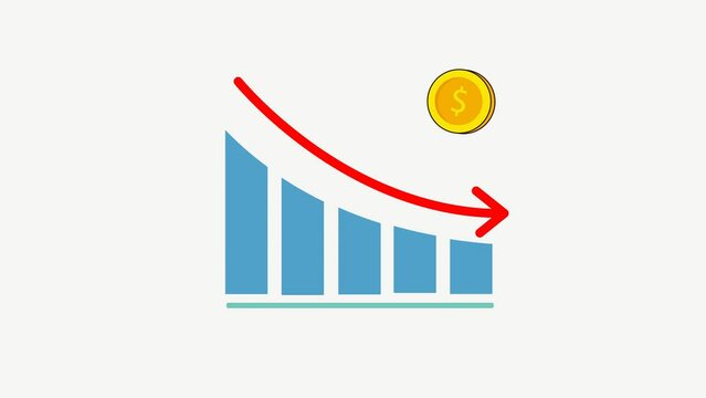 The graphic illustration depicts the decline in company revenue visually over a specific period, reflecting a decrease in profit