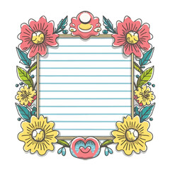 2d vector illustration colorful Lined paper with flower frame the sweet made of Design a watercolor floral lined page