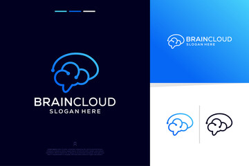 Brain tech smart digital idea logo cloud combine design inspirations