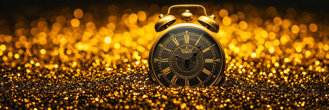 Counting down to celebration, a vintage clock stands on the brink of midnight, heralding new beginnings