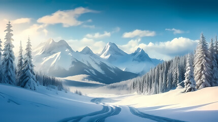Fototapeta na wymiar Charming winter scenes, explore the beauty of ice and snow