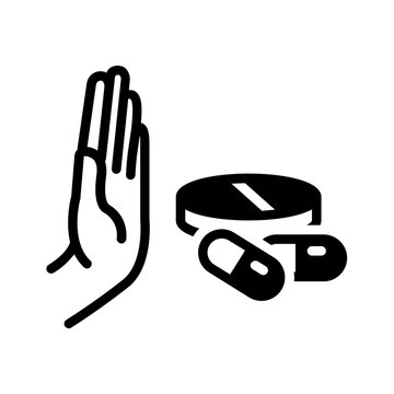 Vector solid black icon for Contraindication