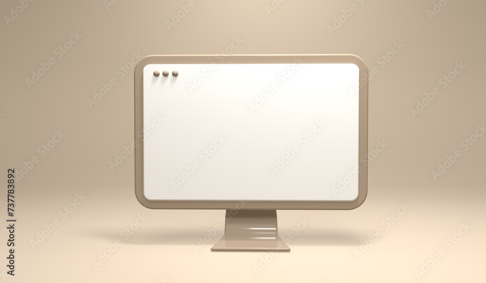 Poster desktop computer with blank screen - minimal modern 3d render