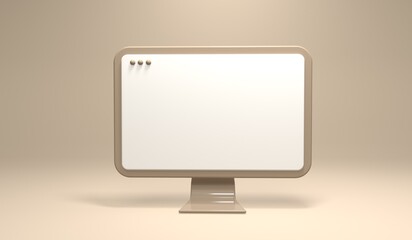 Desktop computer with blank screen - minimal modern 3D render