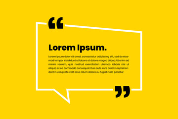 White chat bubble style quote template with lines concept on yellow background. Vector Illustration