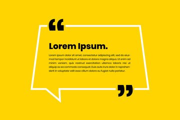 White chat bubble style quote template with lines concept on yellow background. Vector Illustration - obrazy, fototapety, plakaty