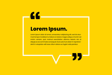 White chat bubble style quote template with lines concept on yellow background. Vector Illustration