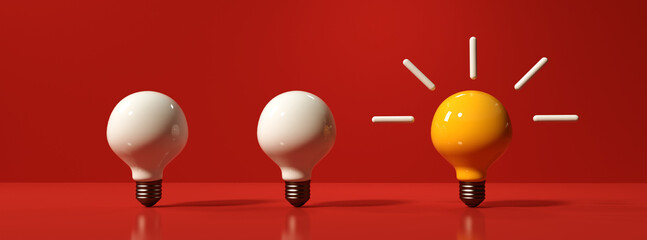 One out unique idea light bulb - 3D render - 737785830