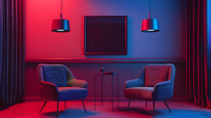 Sleek sofa and minimalist furniture in airy modern living room with statement TV screen