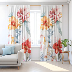 Floral print curtains for living room,