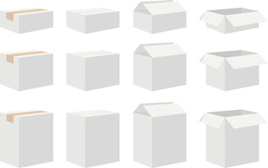 White cardboard box set with flat design