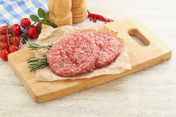 Raw pork cutlet for burger