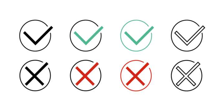 Set of check or tick icon 