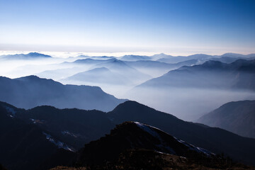 mountains in the morning