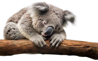 Authentic Sleepy Koala Image on transparent background