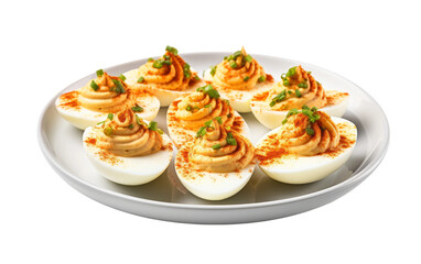 Tempting Spicy Deviled Eggs with Chives on transparent background