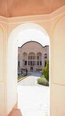 A view of the historical house of the Tabatabaites in Kashan, Iran, frame in frame technique.
