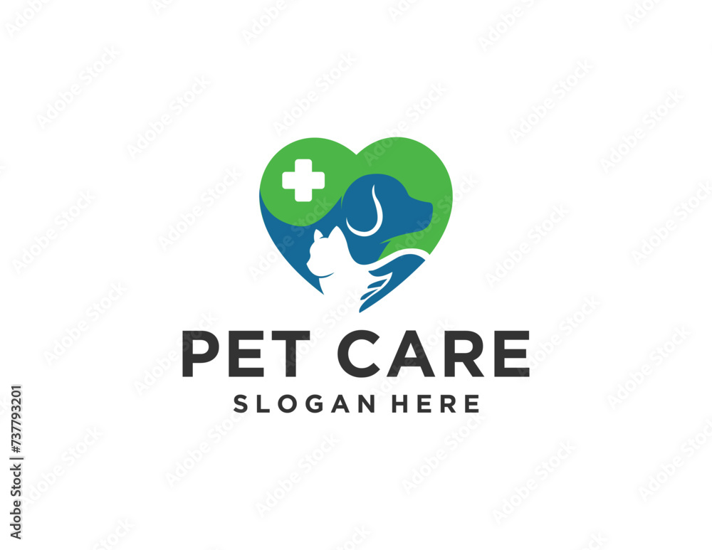 Poster the logo design is about pet care and was created using the corel draw 2018 application with a white